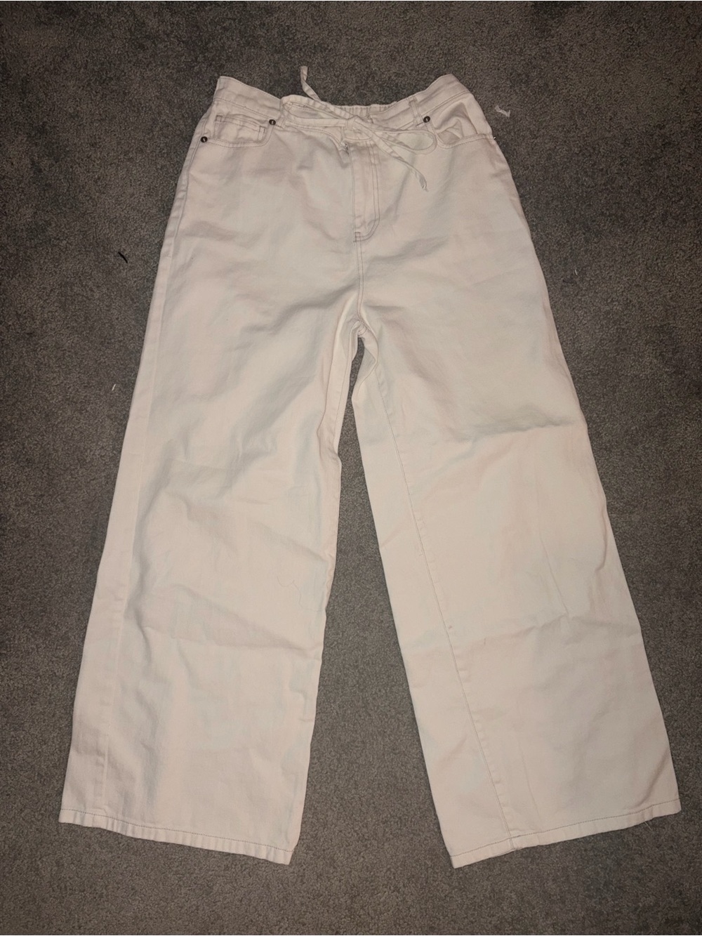 The Workshop Ecru Wide Leg Denim Size M Elastic Waist